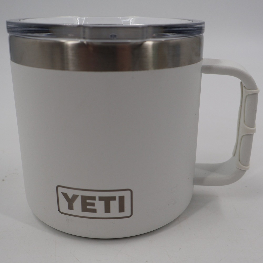 YETI Rambler 14 oz Mug Unisex White Insulated Stainless Steel Coffee Cup Lid